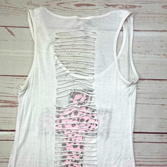 Cheetah Print Cross Distressed Tank Top - Small - Picture 5 of 8